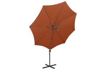 Hengeparasoll med stang og LED-lys 300 cm terrakotta - Hagemøbler - Solbeskyttelse - Parasoller