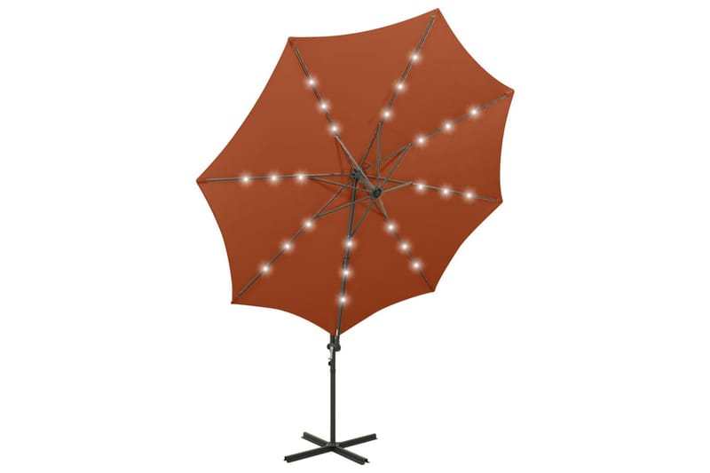 Hengeparasoll med stang og LED-lys 300 cm terrakotta - Hagemøbler - Solbeskyttelse - Parasoller