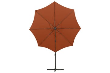 Hengeparasoll med stang og LED-lys 300 cm terrakotta - Hagemøbler - Solbeskyttelse - Parasoller