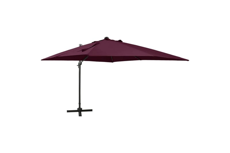 Hengeparasoll med stang og LED-lys vinrød 300 cm - Hagemøbler - Solbeskyttelse - Parasoller