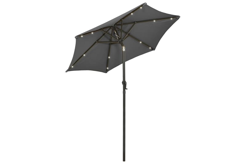 Parasoll med LED-lys antrasitt 200x211 cm aluminium - Antrasittgrå - Hagemøbler - Solbeskyttelse - Parasoller