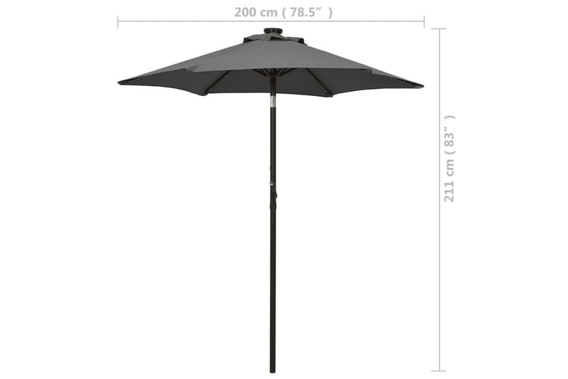 Parasoll med LED-lys antrasitt 200x211 cm aluminium - Antrasittgrå - Hagemøbler - Solbeskyttelse - Parasoller