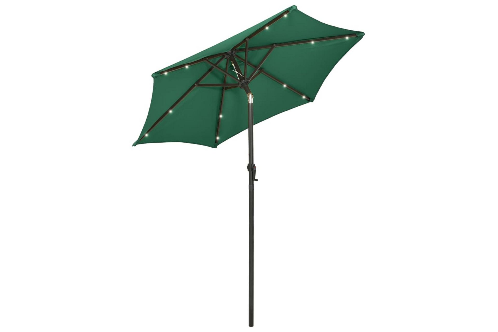 Parasoll med LED-lys grønn 200x211 cm aluminium - Grønn - Hagemøbler - Solbeskyttelse - Parasoller