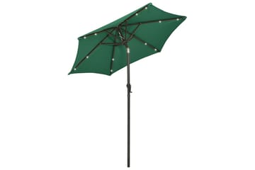 Parasoll med LED-lys grønn 200x211 cm aluminium - Grønn - Hagemøbler - Solbeskyttelse - Parasoller