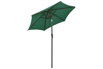 Parasoll med LED-lys grønn 200x211 cm aluminium - Grønn - Hagemøbler - Solbeskyttelse - Parasoller