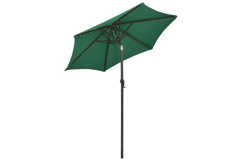 Parasoll med LED-lys grønn 200x211 cm aluminium - Grønn - Hagemøbler - Solbeskyttelse - Parasoller