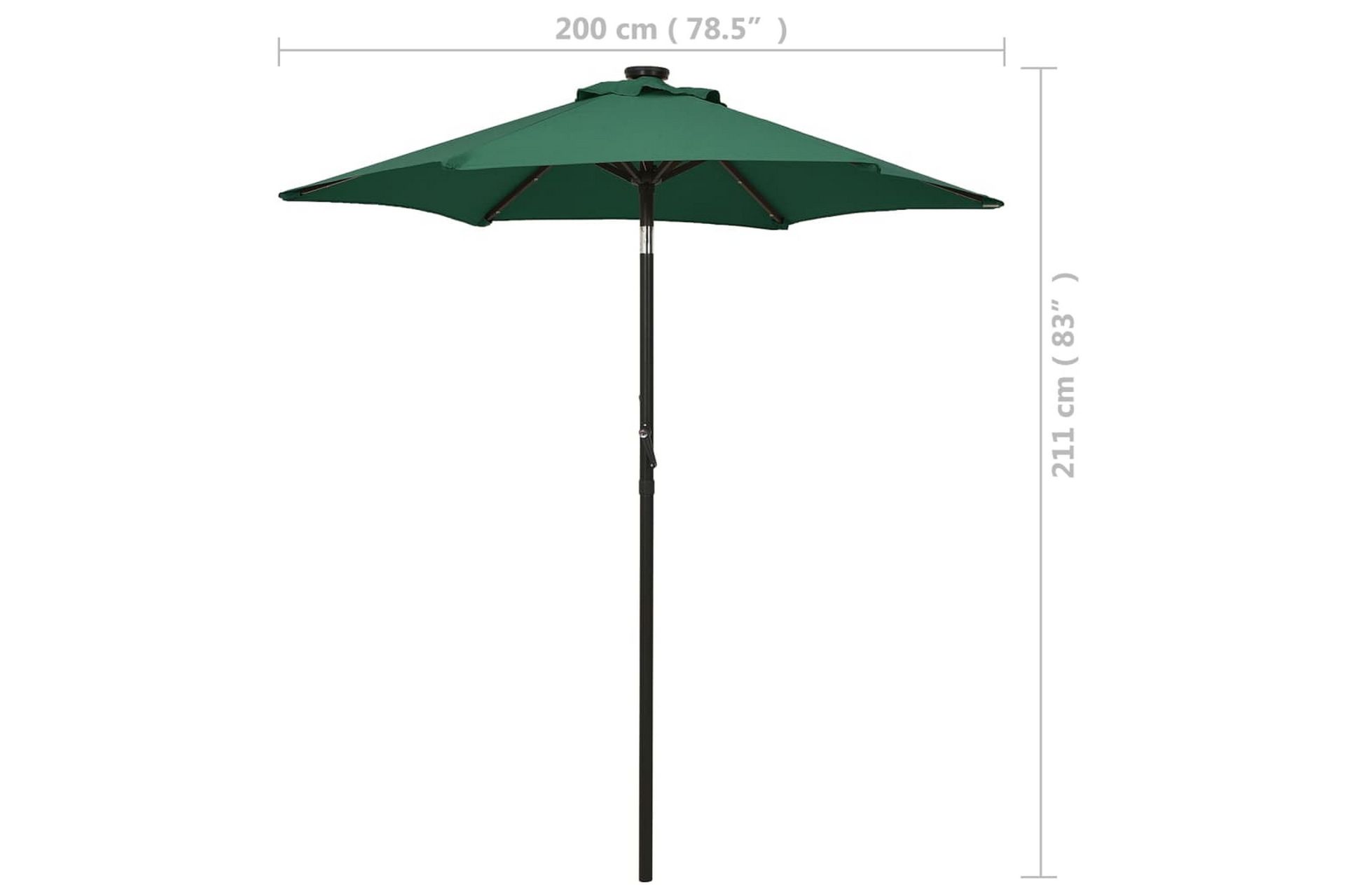 Parasoll med LED-lys grønn 200x211 cm aluminium - Grønn - Hagemøbler - Solbeskyttelse - Parasoller