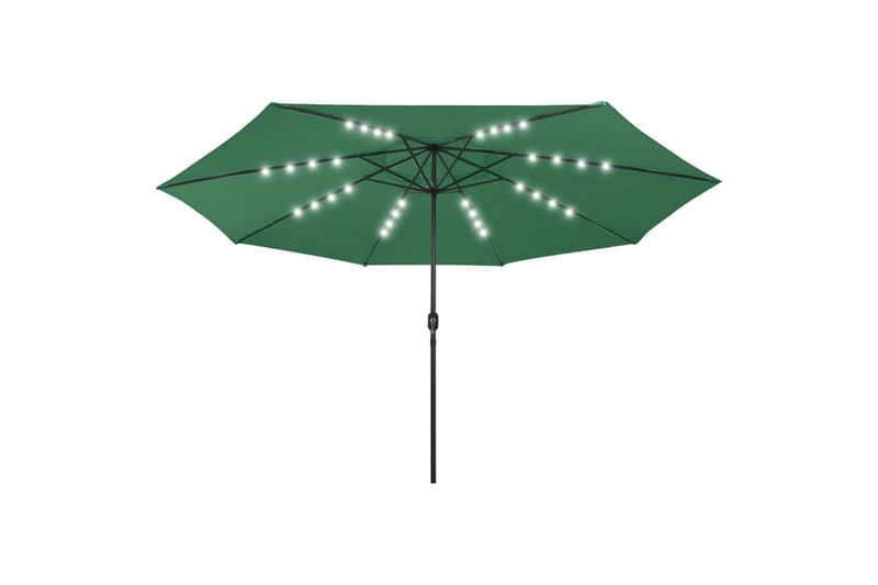 Parasoll med LED-lys og metallstang 400 cm grønn - Grønn - Hagemøbler - Solbeskyttelse - Parasoller