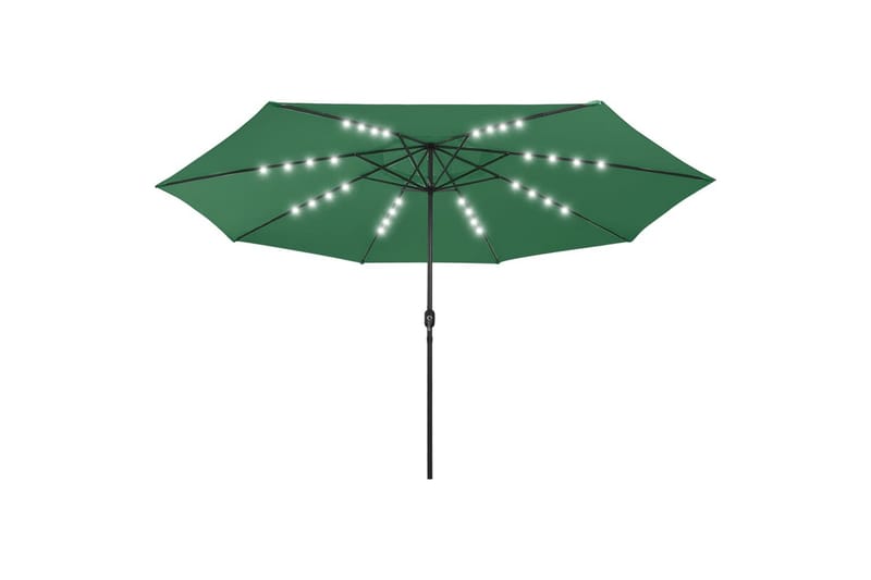 Parasoll med LED-lys og metallstang 400 cm grønn - Grønn - Parasoller