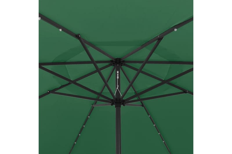 Parasoll med LED-lys og metallstang 400 cm grønn - Grønn - Hagemøbler - Solbeskyttelse - Parasoller