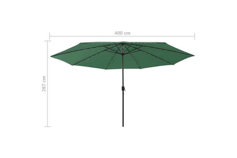 Parasoll med LED-lys og metallstang 400 cm grønn - Grønn - Hagemøbler - Solbeskyttelse - Parasoller