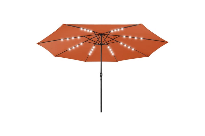Parasoll med LED-lys og metallstang 400 cm terrakotta - Hagemøbler - Solbeskyttelse - Parasoller