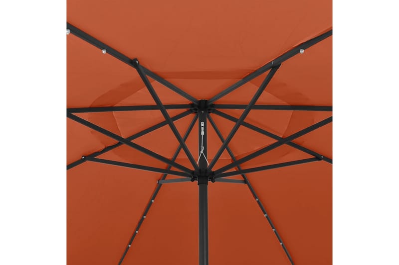 Parasoll med LED-lys og metallstang 400 cm terrakotta - Parasoller