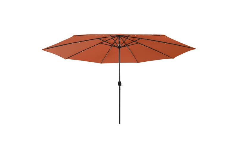 Parasoll med LED-lys og metallstang 400 cm terrakotta - Hagemøbler - Solbeskyttelse - Parasoller