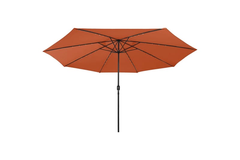Parasoll med LED-lys og metallstang 400 cm terrakotta - Hagemøbler - Solbeskyttelse - Parasoller
