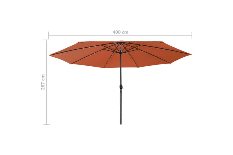 Parasoll med LED-lys og metallstang 400 cm terrakotta - Hagemøbler - Solbeskyttelse - Parasoller