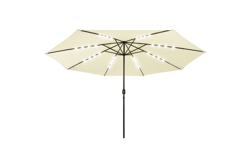 Parasoll med LED-lys og stålstang 400 cm sand - Hagemøbler - Solbeskyttelse - Parasoller