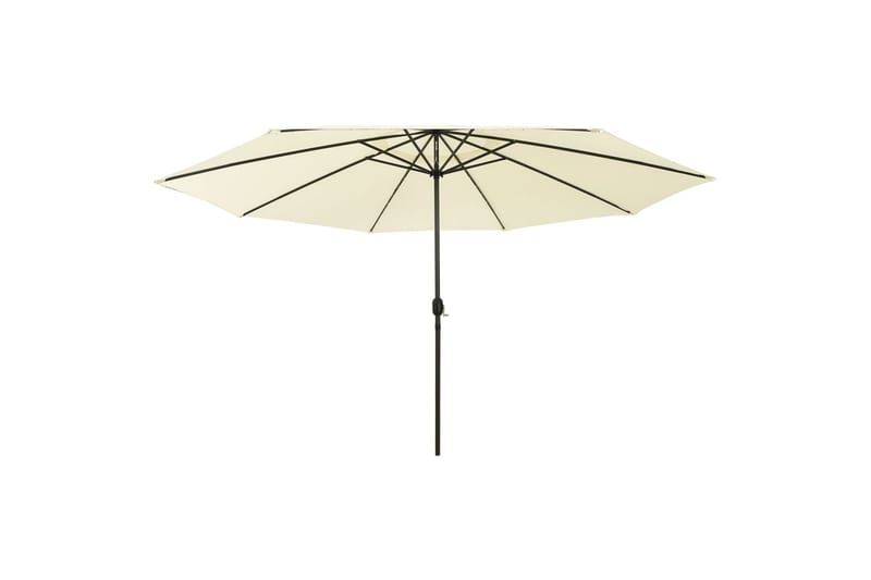 Parasoll med LED-lys og stålstang 400 cm sand - Hagemøbler - Solbeskyttelse - Parasoller