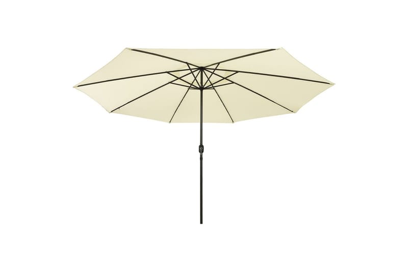 Parasoll med LED-lys og stålstang 400 cm sand - Hagemøbler - Solbeskyttelse - Parasoller