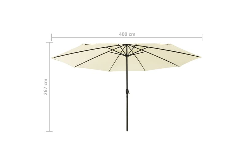 Parasoll med LED-lys og stålstang 400 cm sand - Hagemøbler - Solbeskyttelse - Parasoller