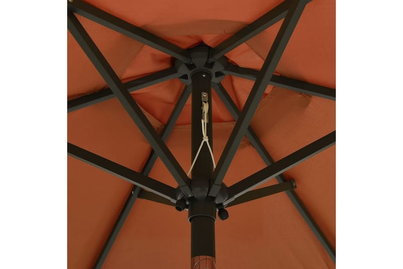 Parasoll med LED-lys terrakotta 200x211 cm aluminium - Hagemøbler - Solbeskyttelse - Parasoller