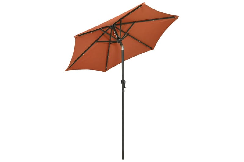 Parasoll med LED-lys terrakotta 200x211 cm aluminium - Hagemøbler - Solbeskyttelse - Parasoller