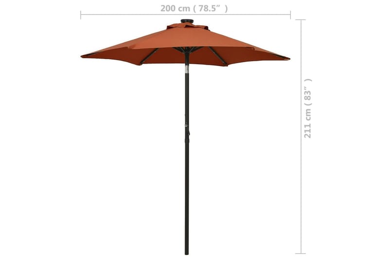 Parasoll med LED-lys terrakotta 200x211 cm aluminium - Hagemøbler - Solbeskyttelse - Parasoller