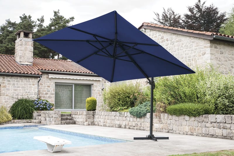 Miami Parasoll Frittstående 3×3 m - Blå - Hagemøbler - Solbeskyttelse - Parasoller - Hengeparasoll