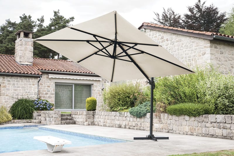 Miami Parasoll Frittstående 3×3 m - Sand - Hagemøbler - Solbeskyttelse - Parasoller - Hengeparasoll
