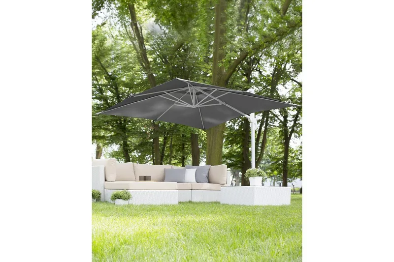Paraply Monza - Grå, hvit - Hagemøbler - Solbeskyttelse - Parasoller - Hengeparasoll