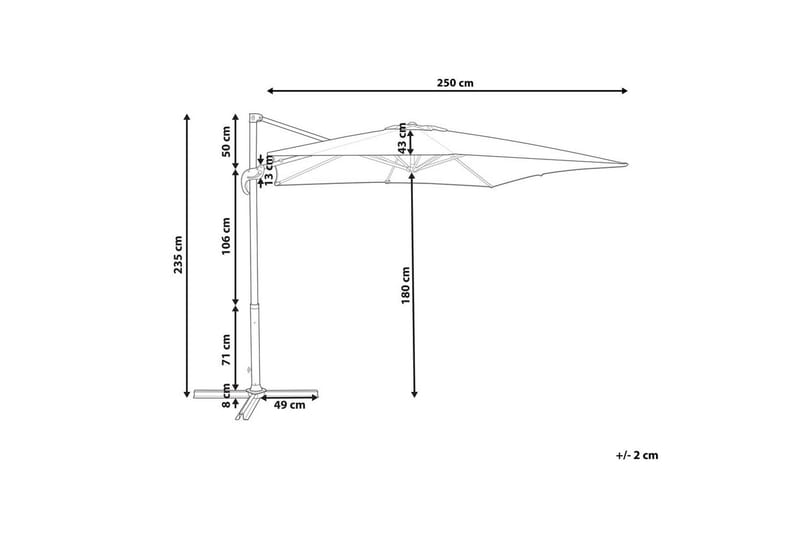 Paraply Monza - Grå, hvit - Hagemøbler - Solbeskyttelse - Parasoller - Hengeparasoll