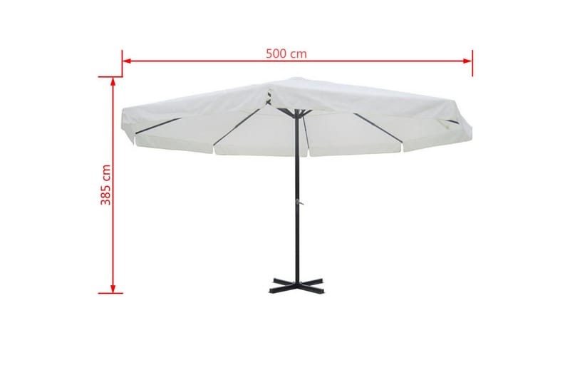 Parasol hvit aluminium 500 cm - Hagemøbler - Solbeskyttelse - Parasoller