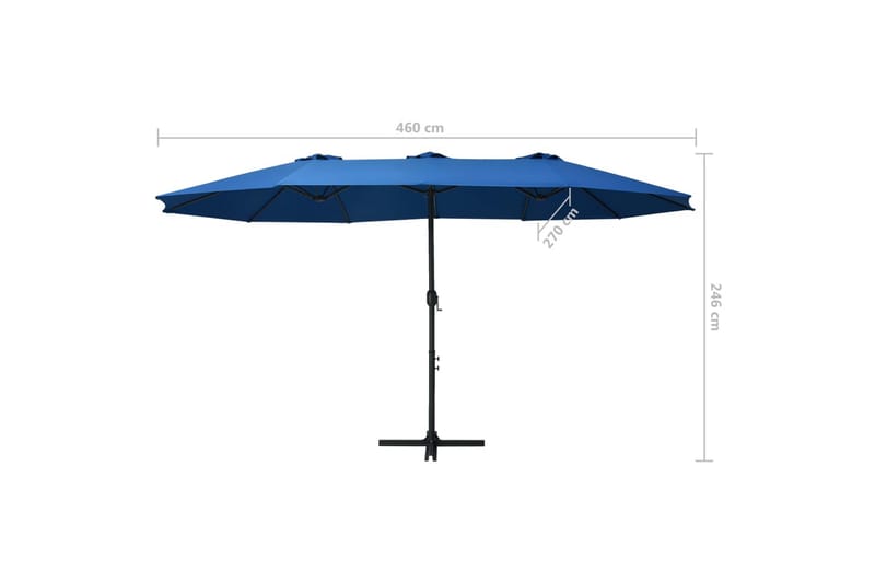 Parasol med aluminiumsstang 460x270 cm blå - Hagemøbler - Solbeskyttelse - Parasoller
