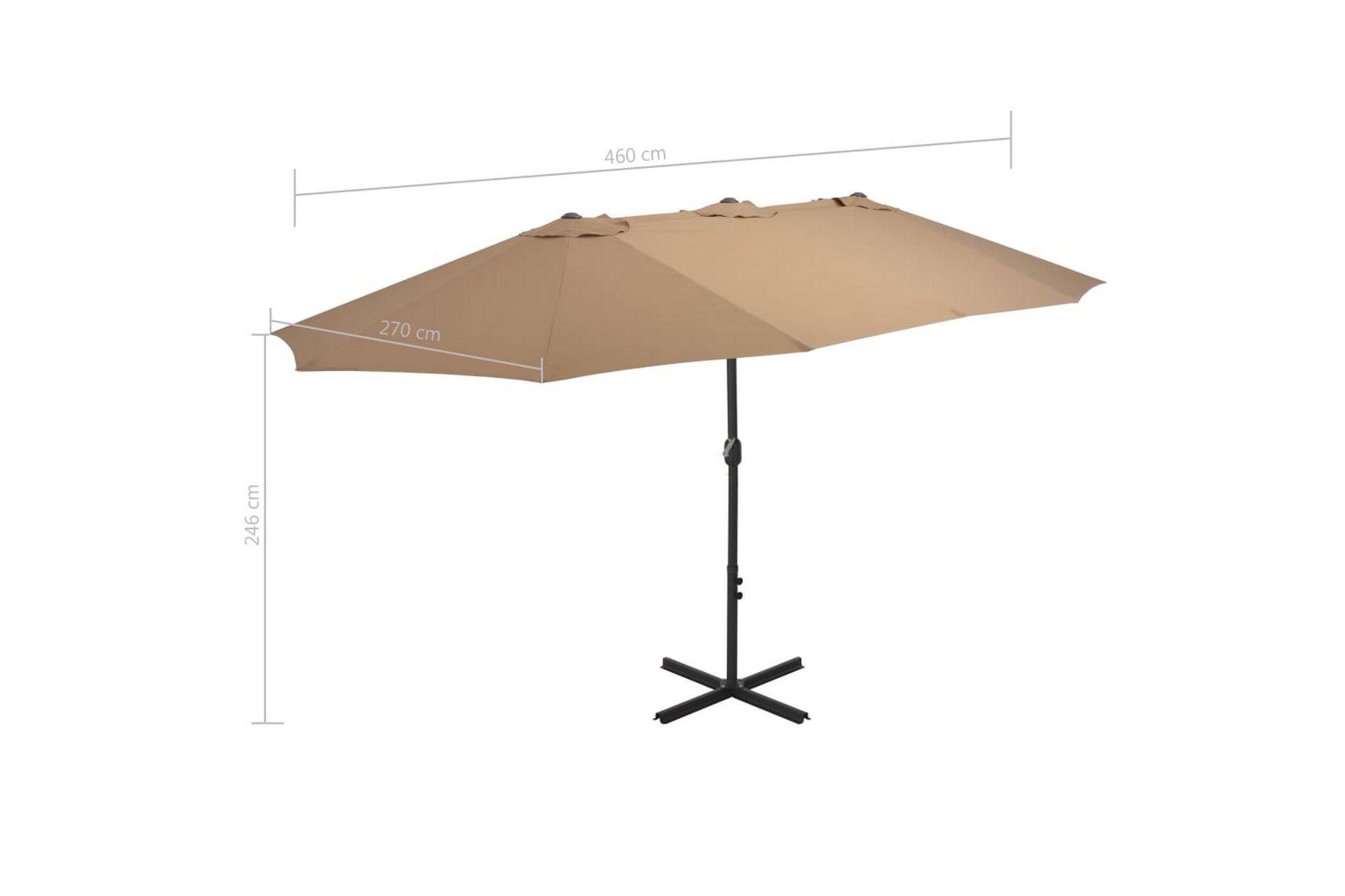 Parasol med aluminiumsstang 460x270 cm gråbrun - Hagemøbler - Solbeskyttelse - Parasoller
