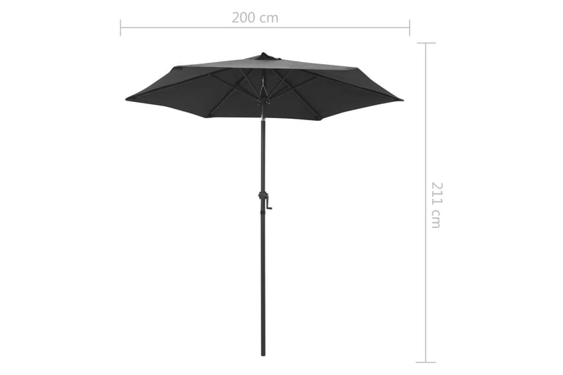 Parasoll antrasitt 200x211 cm aluminium - Hagemøbler - Solbeskyttelse - Parasoller