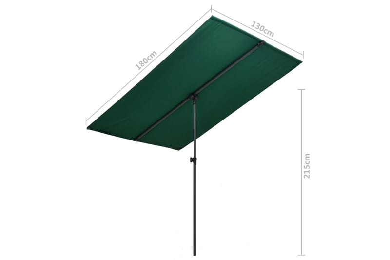 Parasoll med aluminiumsstang 180x130 cm grønn - Grønn - Parasoller