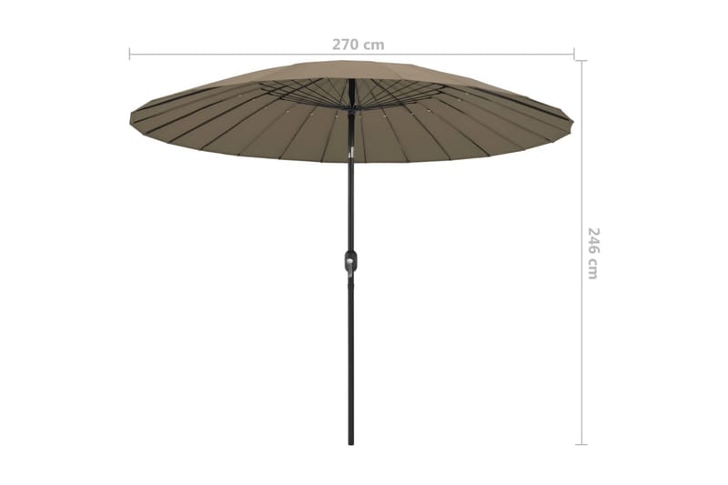 Parasoll med aluminiumsstang 270 cm gråbrun - Brun - Hagemøbler - Solbeskyttelse - Parasoller