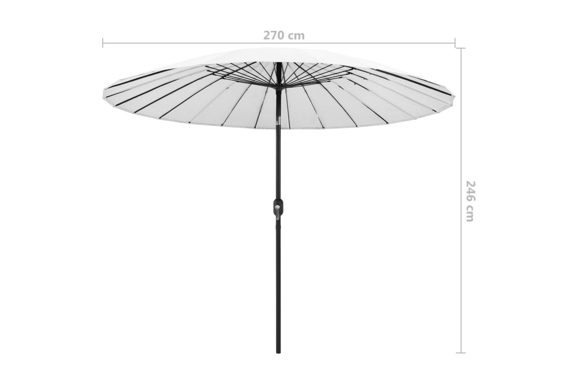 Parasoll med aluminiumsstang 270 cm sandhvit - Hvit - Hagemøbler - Solbeskyttelse - Parasoller