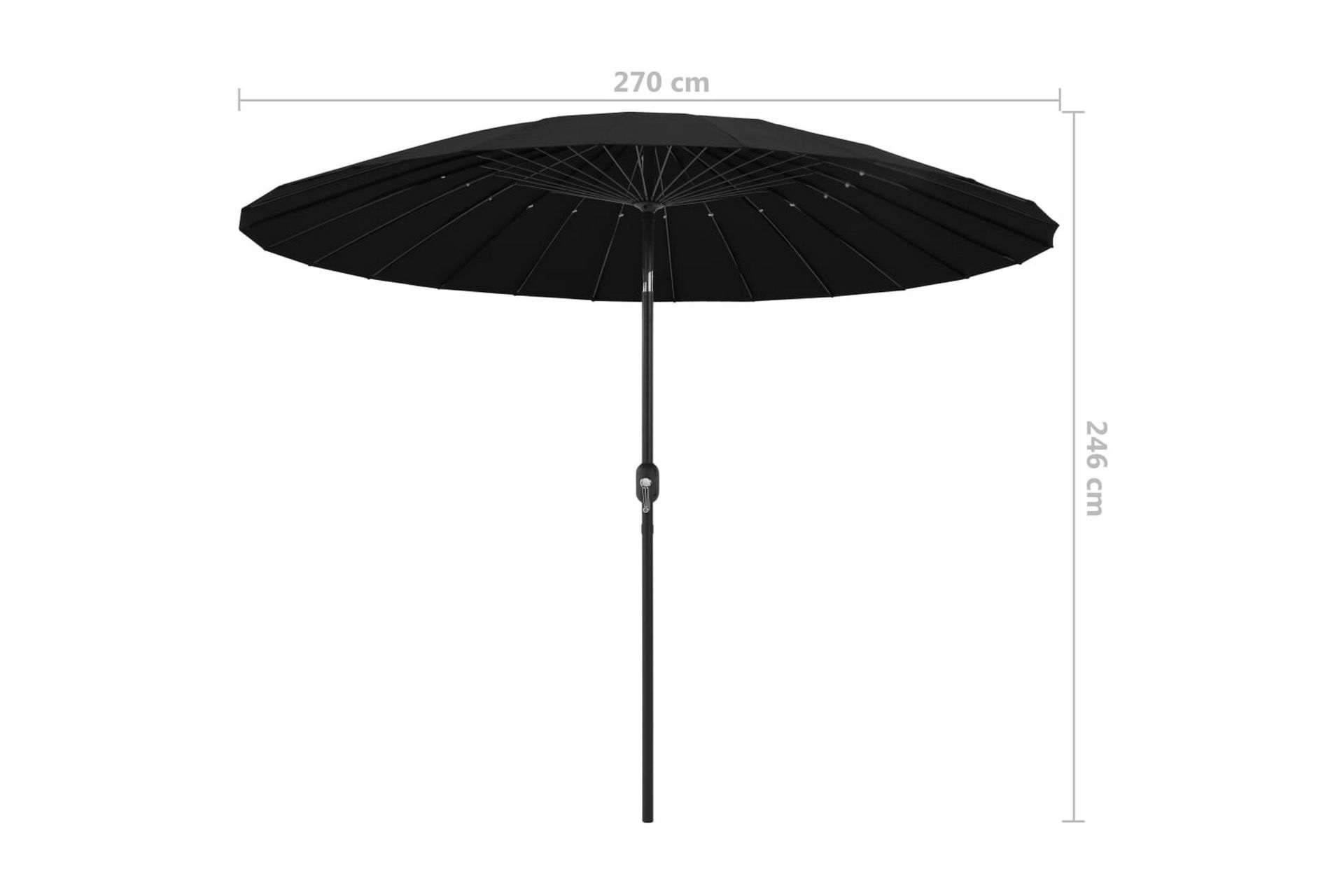 Parasoll med aluminiumsstang 270 cm svart - Svart - Hagemøbler - Solbeskyttelse - Parasoller