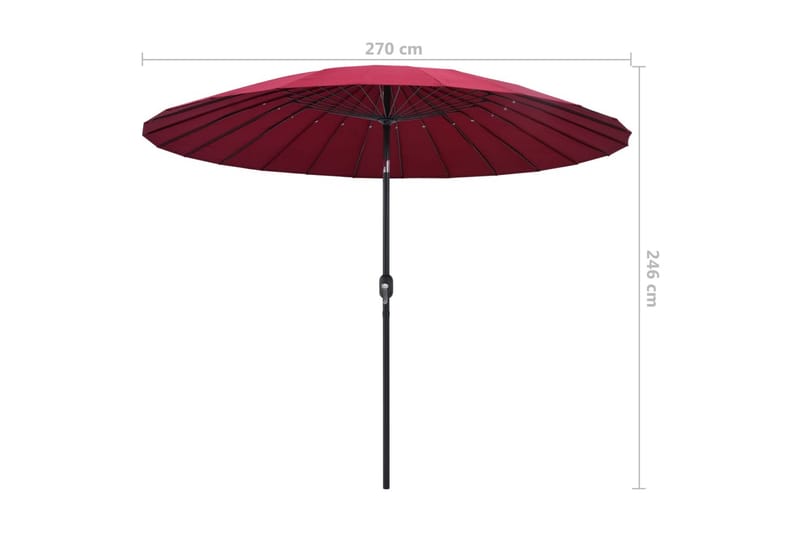 Parasoll med aluminiumsstang 270 cm vinrød - Rød - Hagemøbler - Solbeskyttelse - Parasoller
