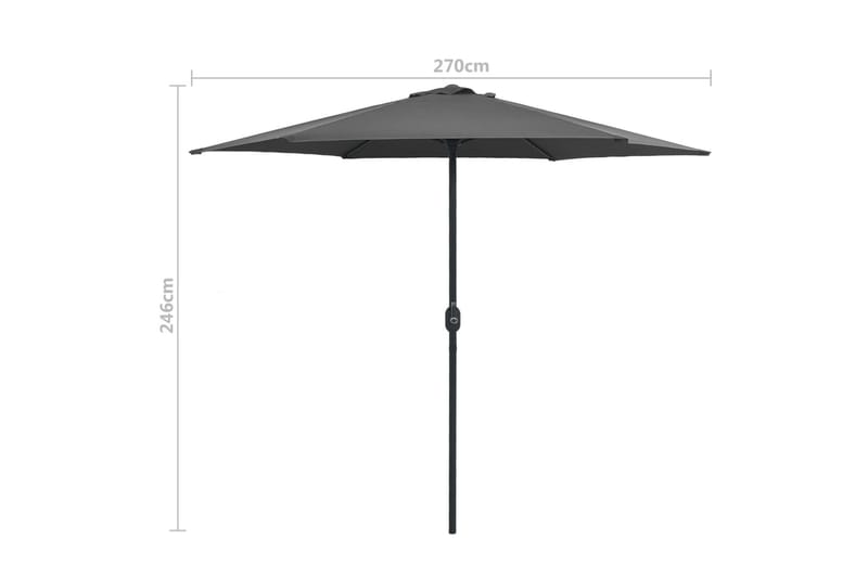 Parasoll med aluminiumsstang 270x246 cm antrasitt - Grå - Hagemøbler - Solbeskyttelse - Parasoller