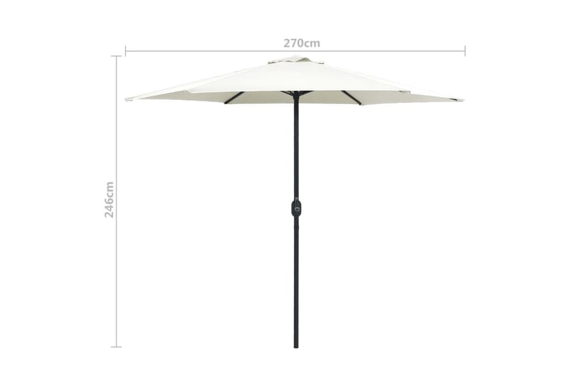 Parasoll med aluminiumsstang 270x246 cm sandhvit - Hvit - Hagemøbler - Solbeskyttelse - Parasoller