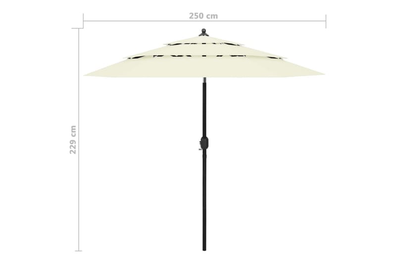 Parasoll med aluminiumsstang 3 nivåer 2,5 m sand - Hagemøbler - Solbeskyttelse - Parasoller