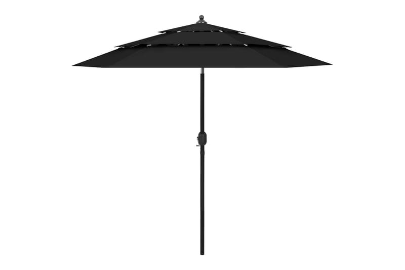 Parasoll med aluminiumsstang 3 nivåer 2,5 m svart - Hagemøbler - Solbeskyttelse - Parasoller