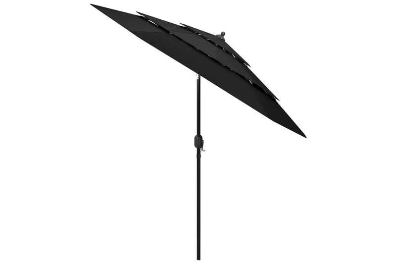 Parasoll med aluminiumsstang 3 nivåer 2,5 m svart - Hagemøbler - Solbeskyttelse - Parasoller