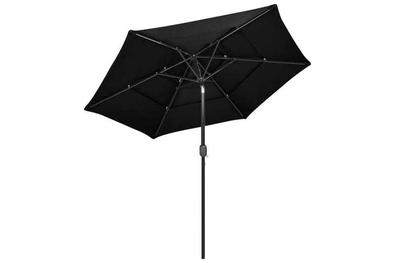 Parasoll med aluminiumsstang 3 nivåer 2,5 m svart - Hagemøbler - Solbeskyttelse - Parasoller