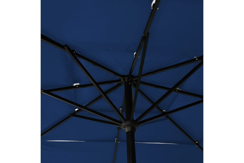 Parasoll med aluminiumsstang 3 nivåer 2,5x2,5 m asurblå - Parasoller