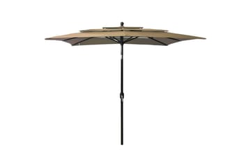 Parasoll med aluminiumsstang 3 nivåer 2,5x2,5 m gråbrun - Hagemøbler - Solbeskyttelse - Parasoller