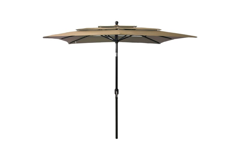 Parasoll med aluminiumsstang 3 nivåer 2,5x2,5 m gråbrun - Hagemøbler - Solbeskyttelse - Parasoller