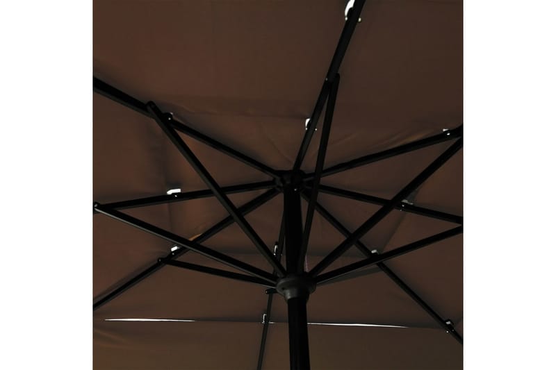 Parasoll med aluminiumsstang 3 nivåer 2,5x2,5 m gråbrun - Parasoller